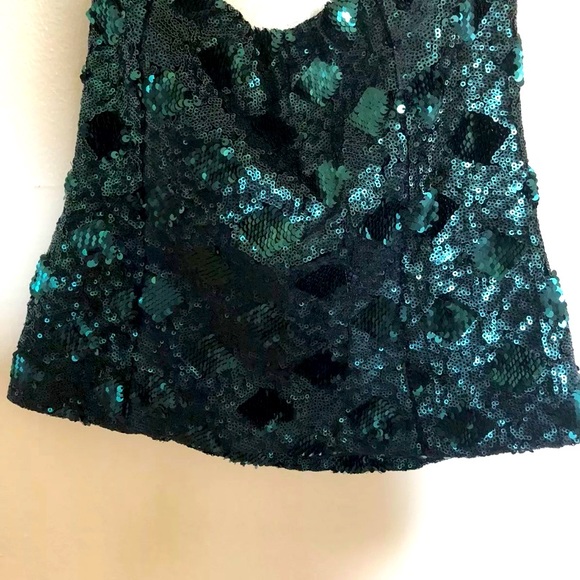 NWT ZARA GREEN SEQUENCE STRAPLESS TOP - Picture 2 of 7